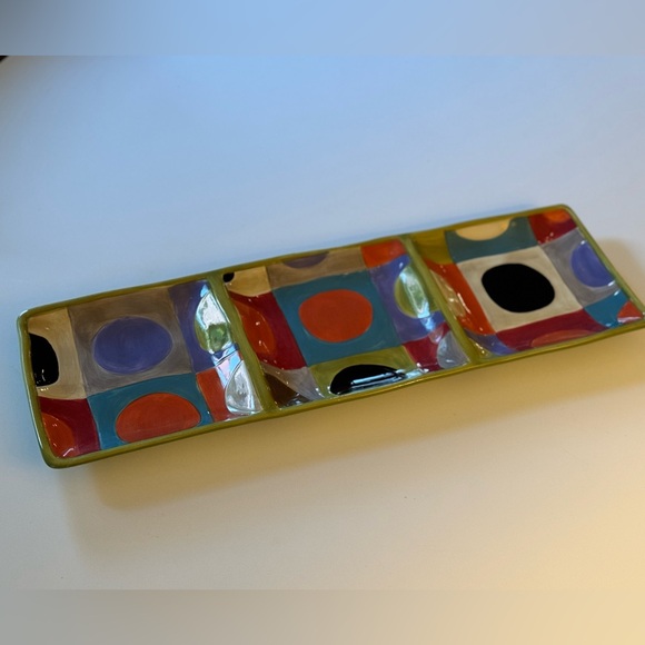 Pier 1 Urban Dots Three-Part Relish Serving Tray | Color: Multi | Size: OS - Picture 2 of 12